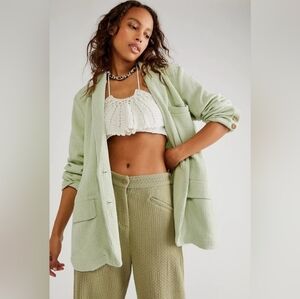 Free People Like a Cloud Blazer Jacket Seafoam Green